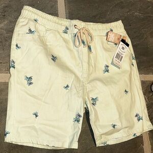 NEW Raw Yarn Industries Men's Mint Shorts with Teal & Gray Shark Splash Print